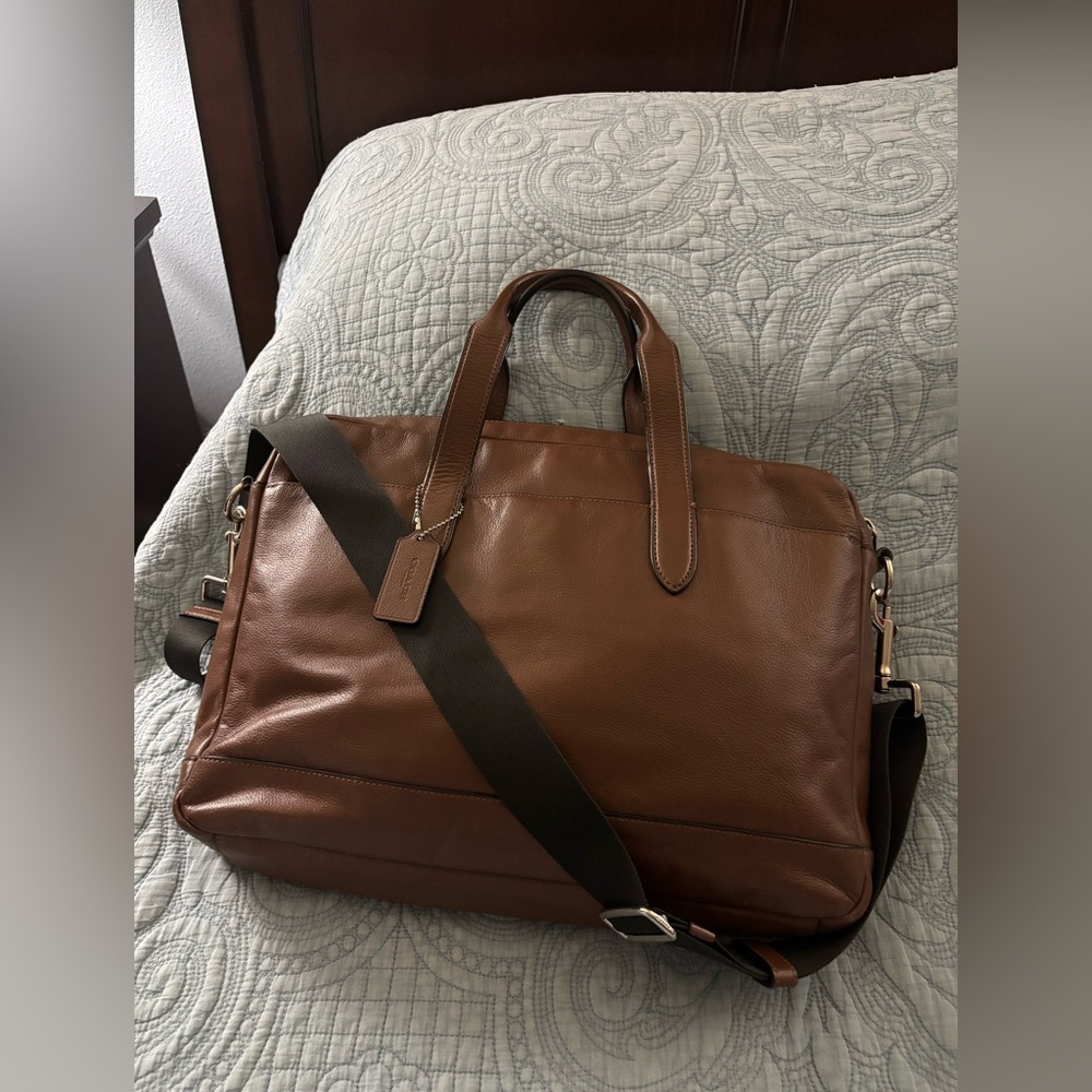 Coach Cowhide Brown Leather Laptop Bag